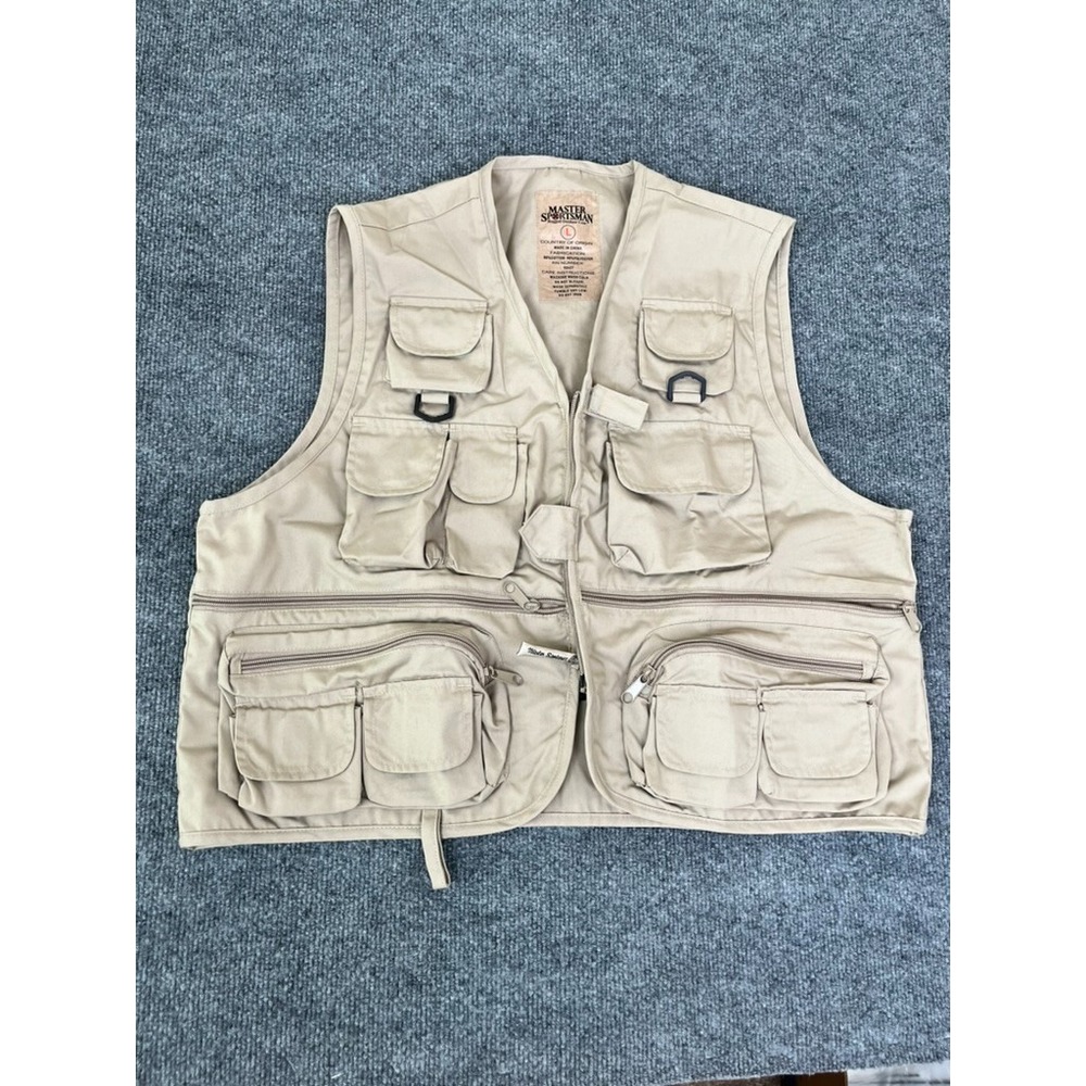 Master Sportsman Mens Fishing Light‎ brown west Cotton/Polyester Size L